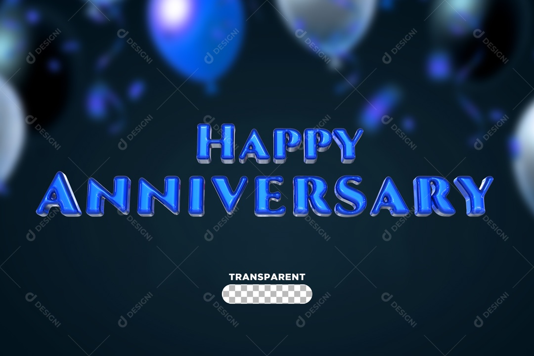 Feliz Aniversario Azul Elemento 3D PSD