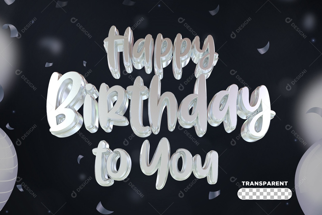 Happy Birthday To You White 3D PSD Element