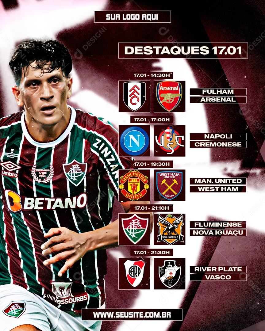 Flyer Futebol Times Destaques 17.01 Social Media PSD Editável