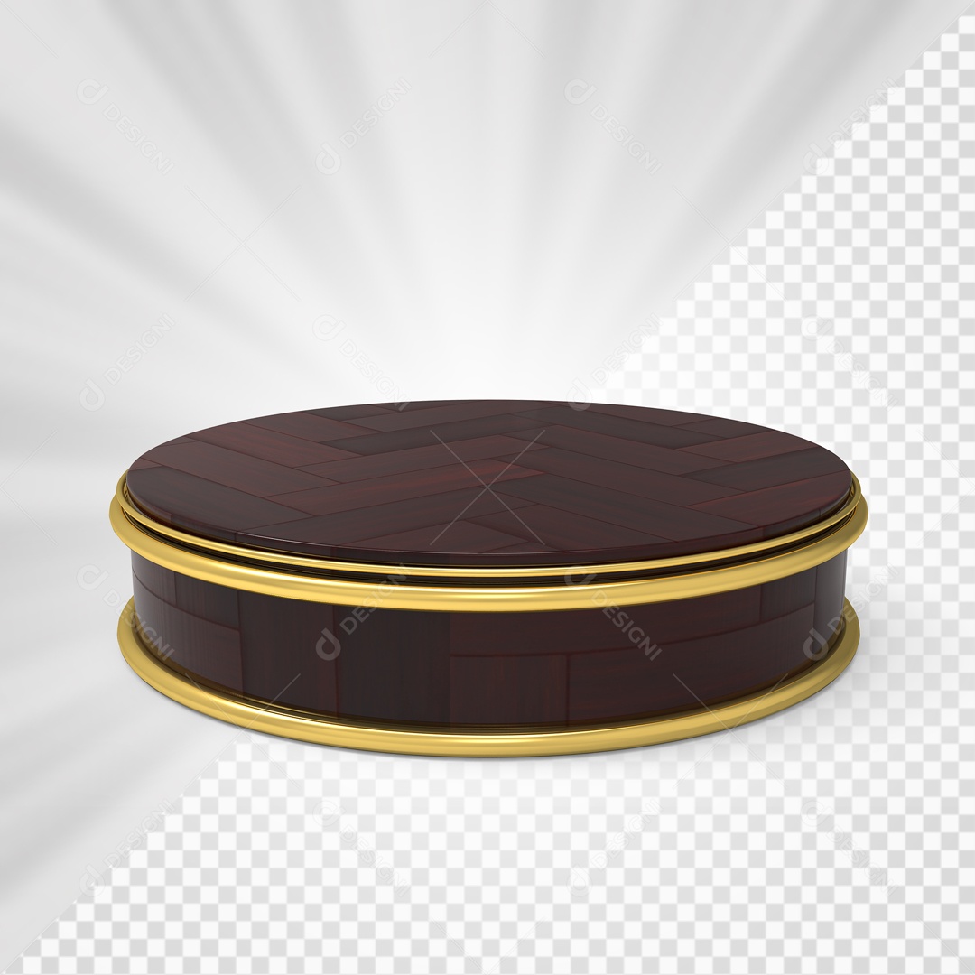 Podium Preto Com Borda Dourada Elemento 3D Para Composição PSD