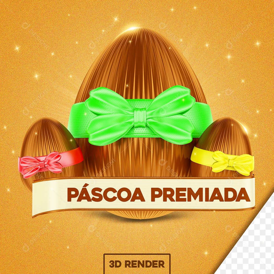 Selo 3D Para Composição Páscoa Premiada PSD
