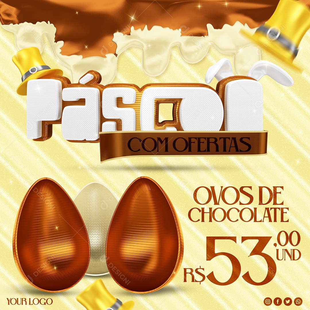 Páscoa Com Ofertas Venha Conferir Social Media PSD Editável