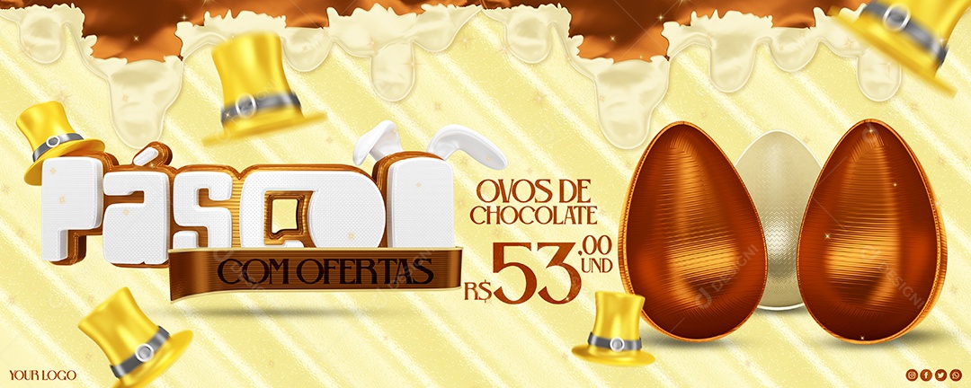 Banner Páscoa Com Ofertas Venha Conferir Social Media PSD Editável