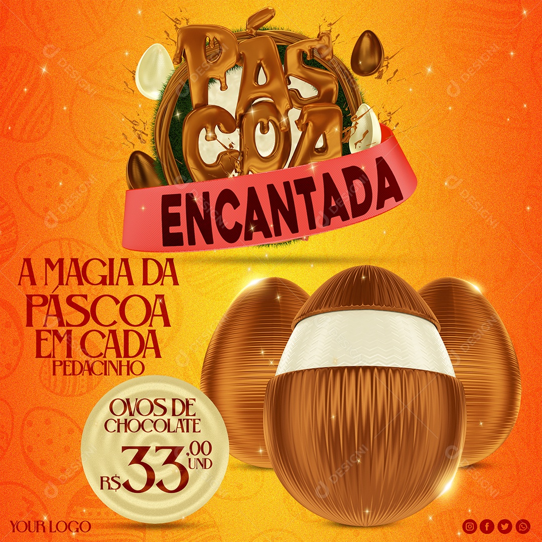 Páscoa Encantada A Magia da Páscoa em Cada Pedacinho Social Media PSD Editável