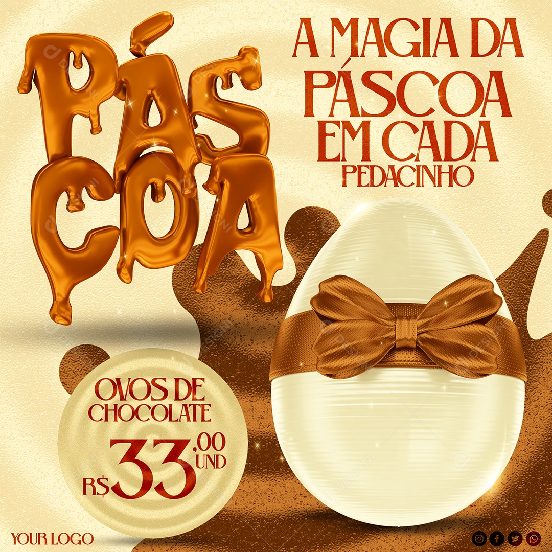 Páscoa A Magia da Páscoa em Cada Pedacinho Social Media PSD Editável