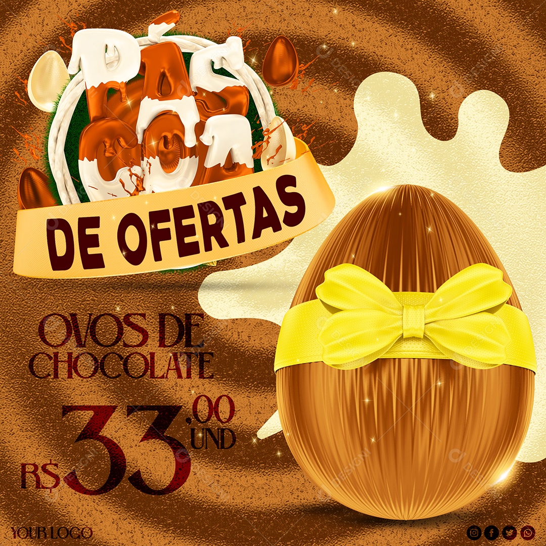 Páscoa de Ofertas Venha Conferir Social Media PSD Editável