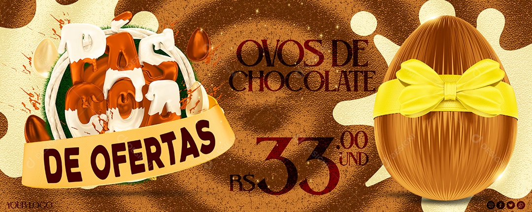 Banner Páscoa de Ofertas Venha Conferir Social Media PSD Editável