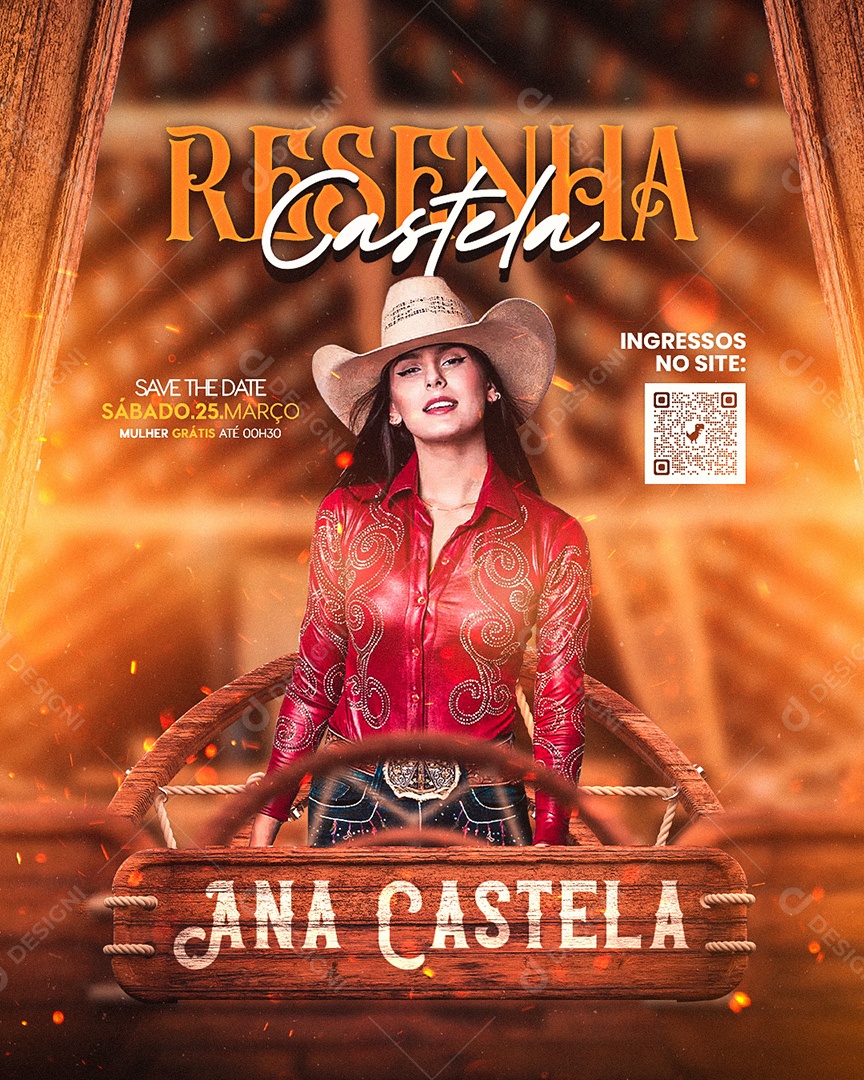 Flyer Ana Castela Boiadeira Social Media PSD Editável