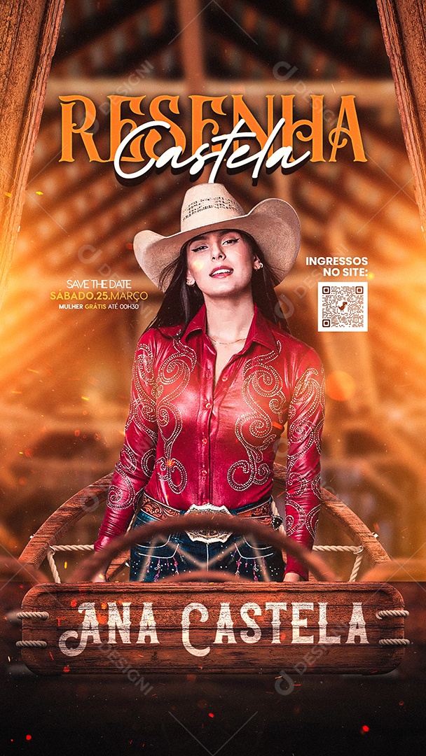 Flyer Ana Castela Boiadeira Story Social Media PSD Editável