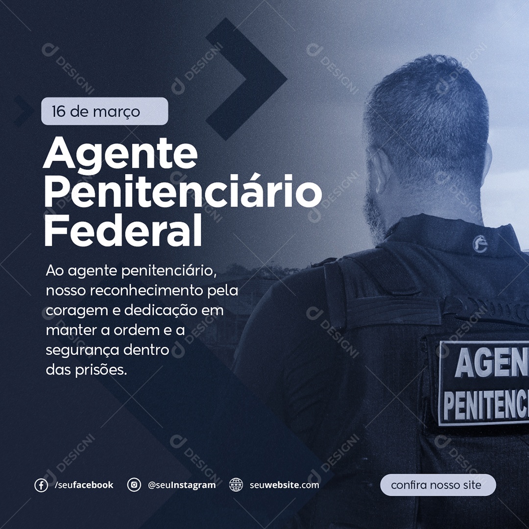 Dia do Agente Penitenciário Federal 16 De Março Social Media PSD Editável