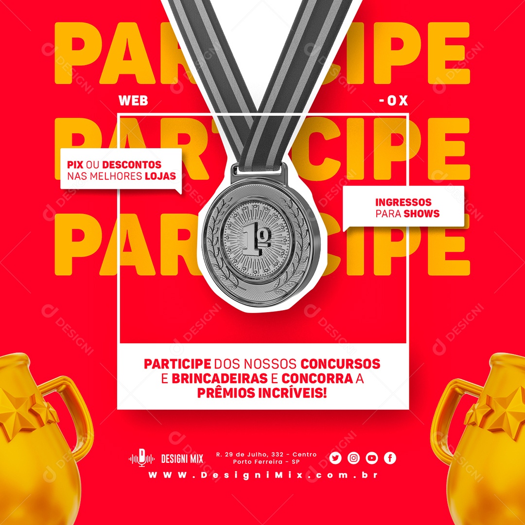 Participe Dos Nossos Concursos E Brincadeiras Rádio Social Media PSD Editável