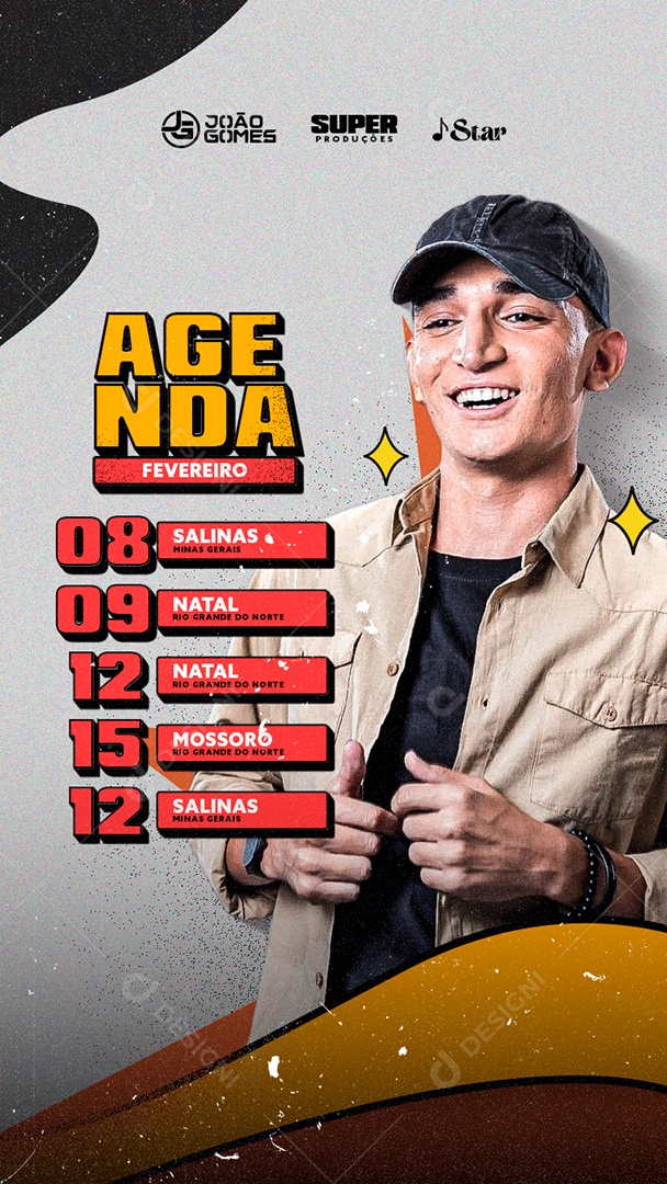 Flyer Agenda Próximos Shows Cantor João Gomes Story Social Media PSD Editável