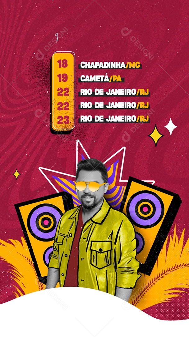 Flyer Agenda Próximos Shows Cantor Xand Avião Story Social Media PSD Editável