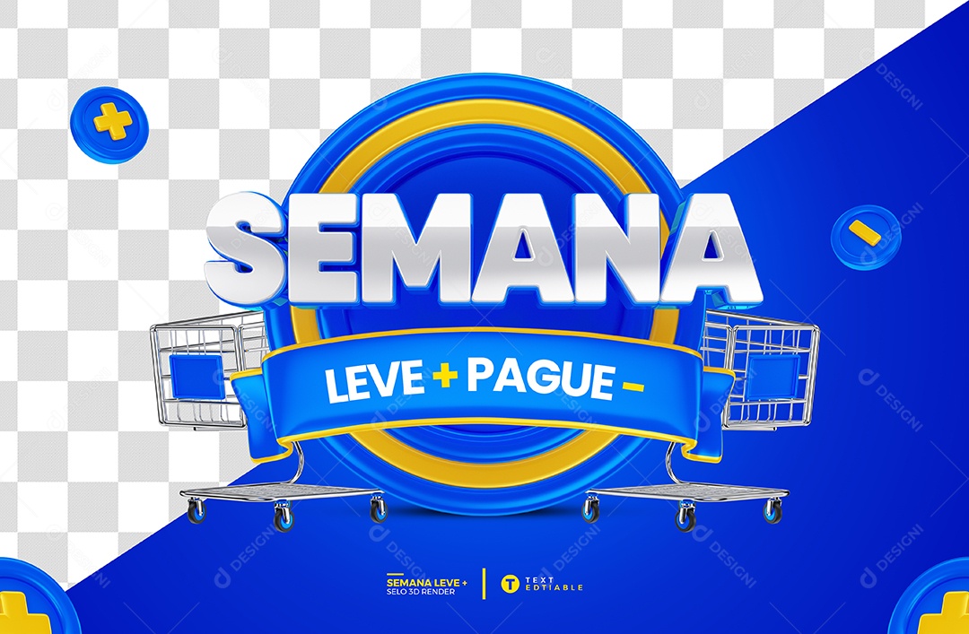 Semana Leve + Pague - Selo 3D Azul Para Composição `SD