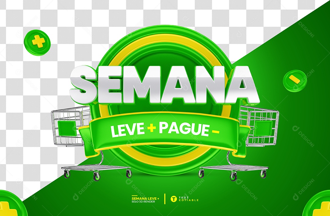Semana Leve + Pague - Selo 3D Verde Para Composição `SD