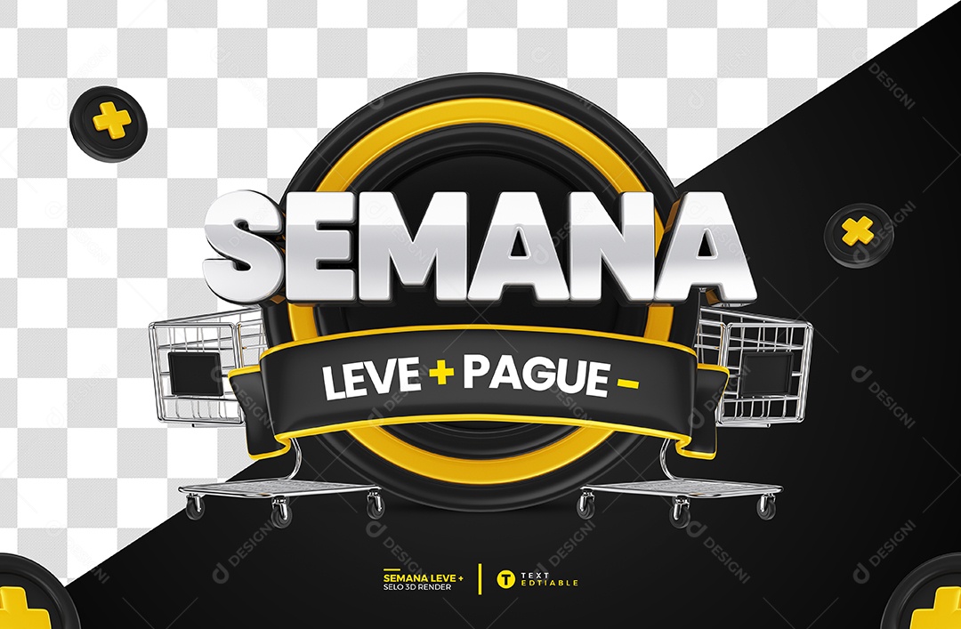 Semana Leve + Pague - Selo 3D Preto Para Composição `SD