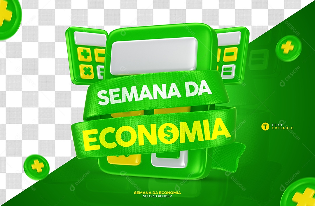 Semana Da Economia Selo 3D Verde Para Composição PSD