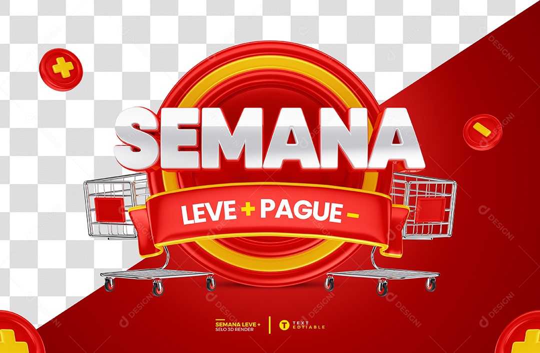 Semana Leve + Pague - Selo 3D Vermelho Para Composição `SD
