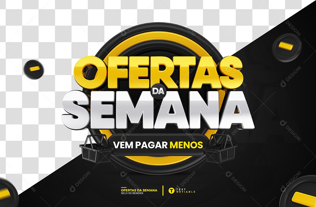 Ofertas Da Semana Selo 3D Preto Para Composição PSD