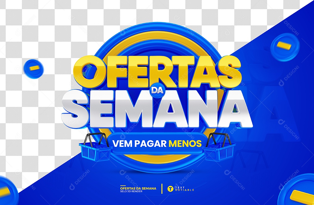 Offers Of The Week Blue 3D Stamp For PSD Composition