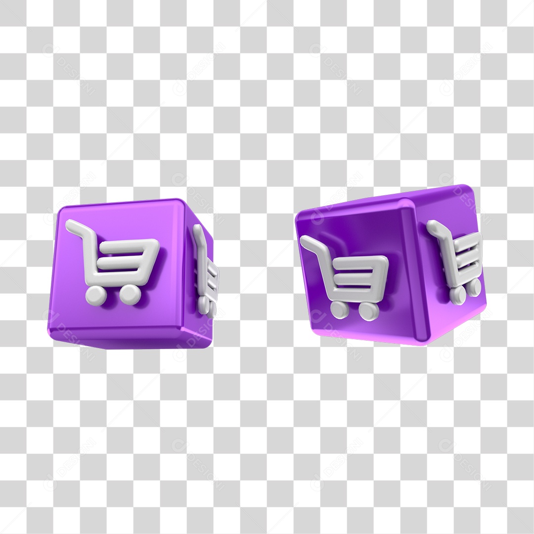 Carrinho De Compra Elemento 3D Roxo Do Dia Do Consumidor Para Composição PNG Transparente