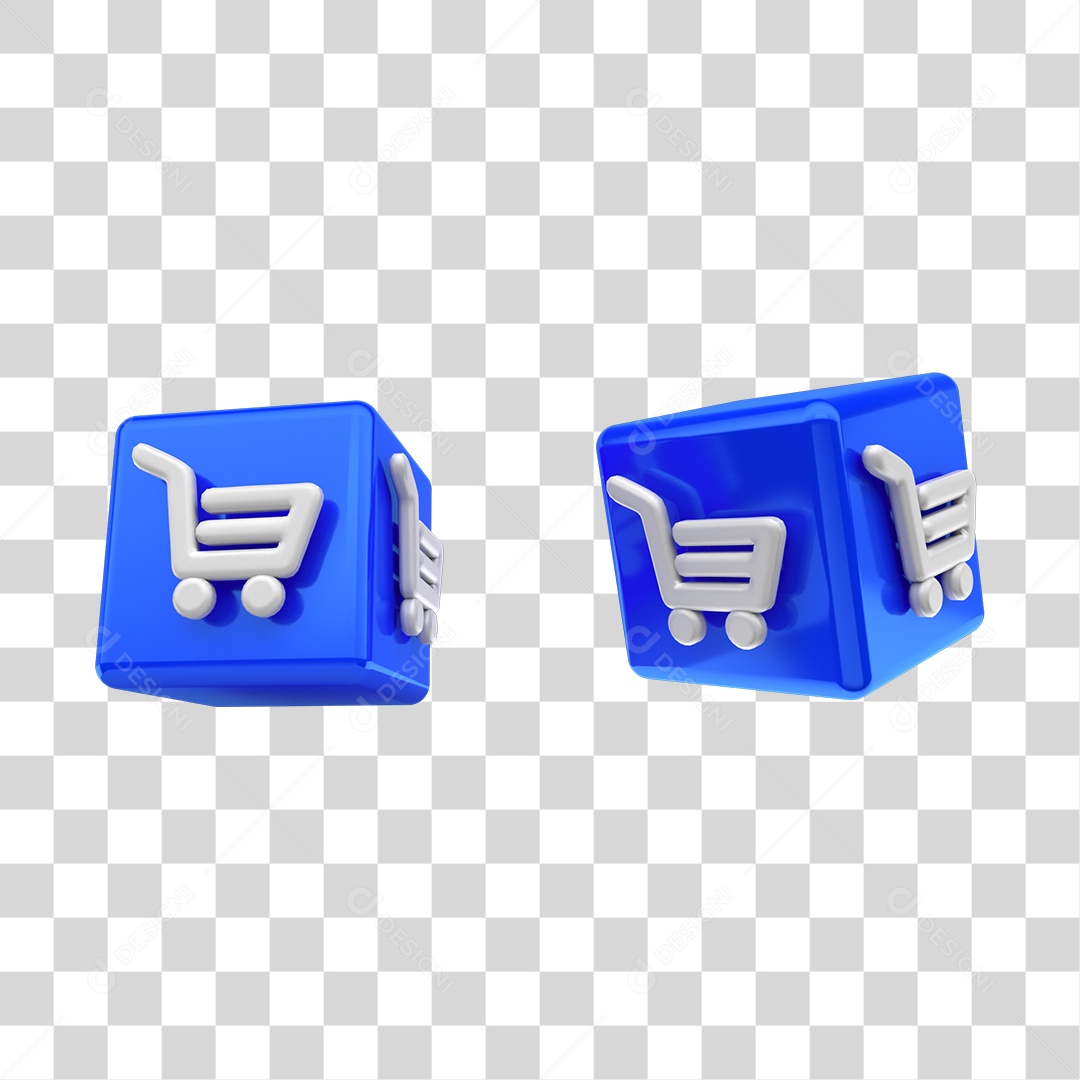 Carrinho De Compra Elemento 3D Azul Do Dia Do Consumidor Para Composição PNG Transparente