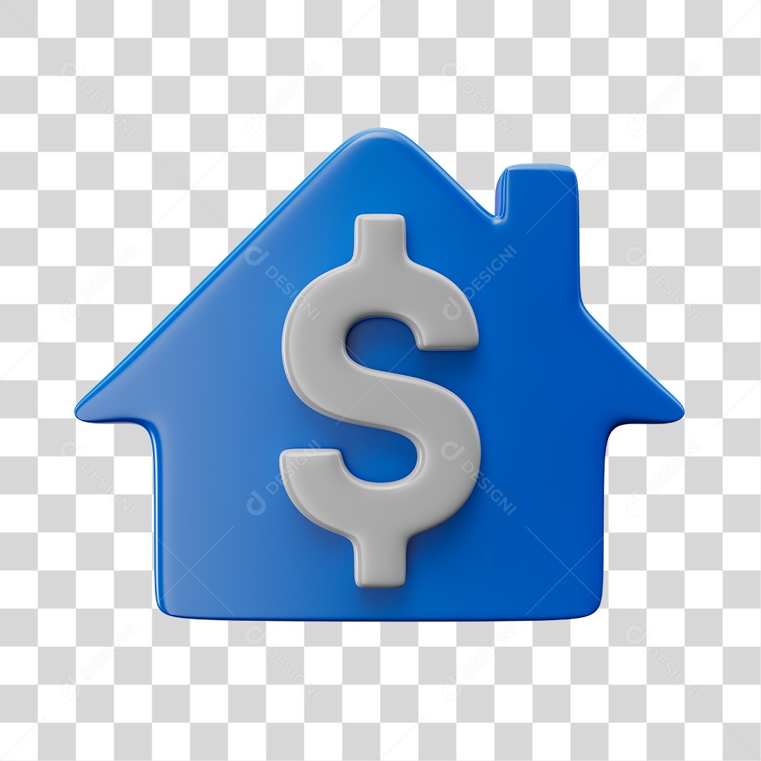 Ícone De Casa Imobiliária Elemento 3D Azul Para Composição PNG Transparente