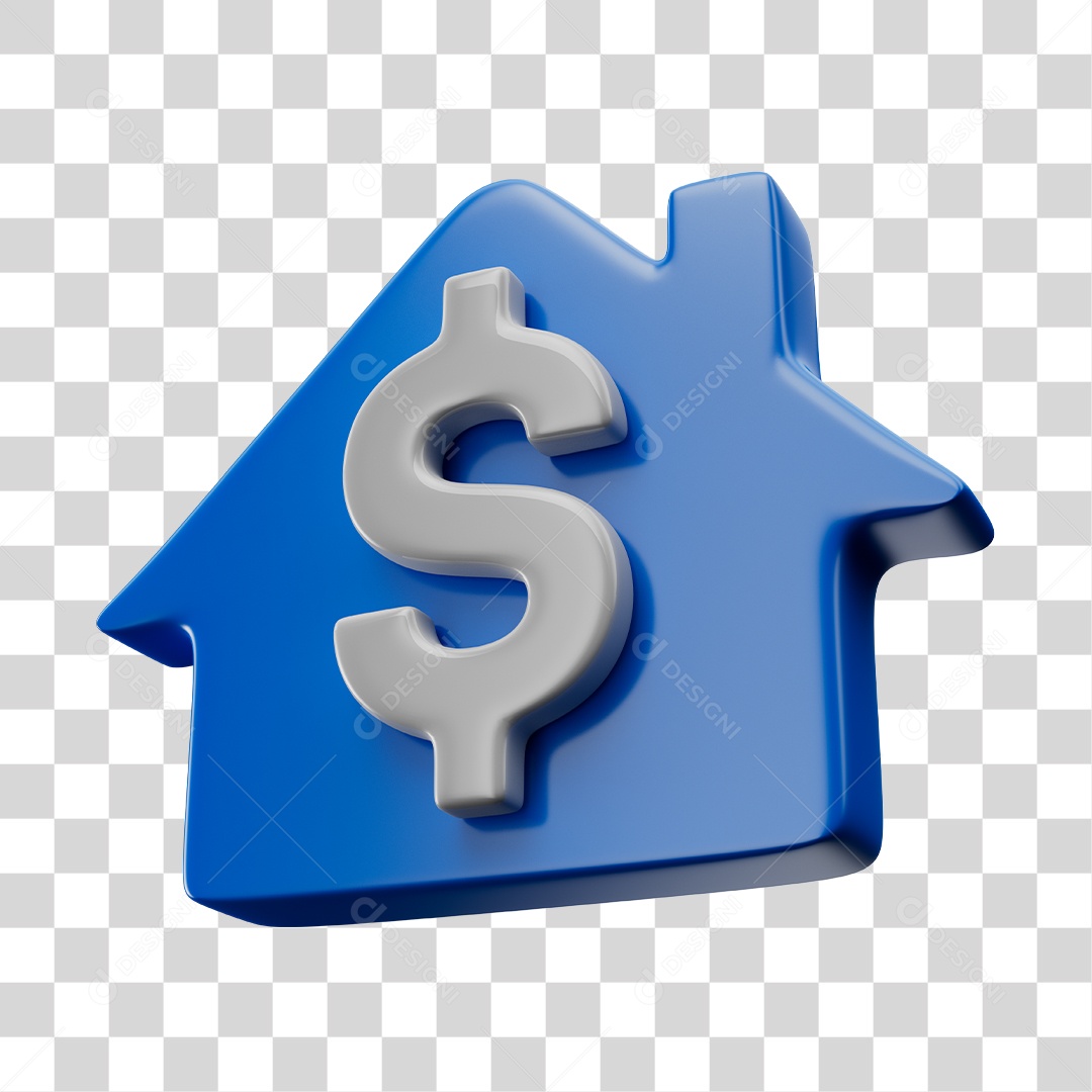 Ícone De Casa Imobiliária Elemento 3D Azul Para Composição PNG Transparente