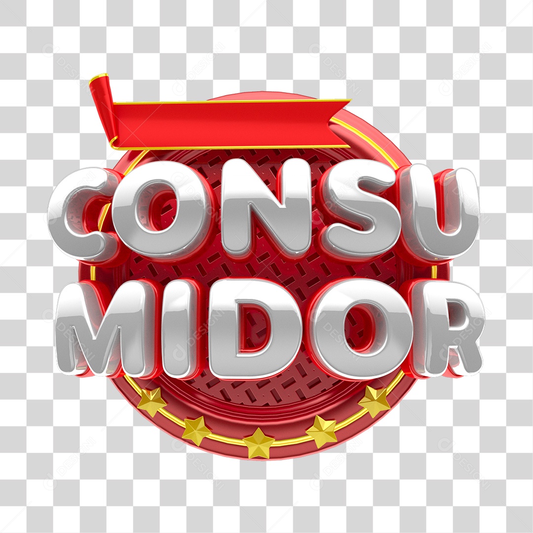 Consumidor Selo 3D Vermelho Para Composição PNG Transparente