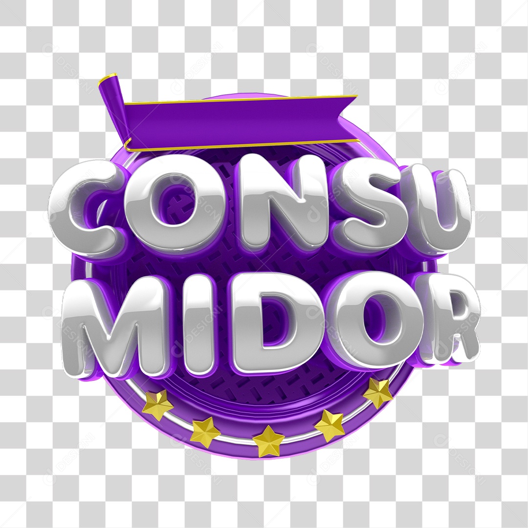 Consumidor Selo 3D Roxo Para Composição PNG Transparente
