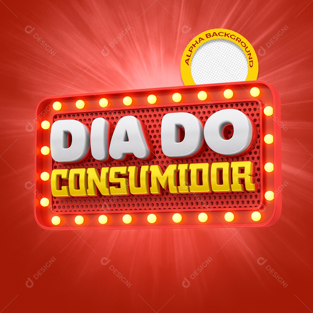 Dia Do Consumidor Selo 3D Vermelho Para Composição PSD