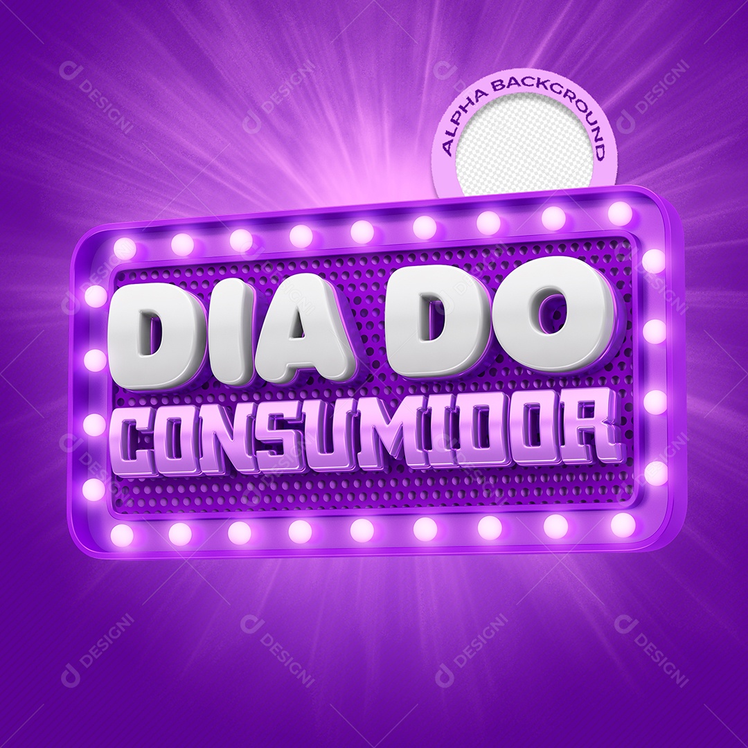 Dia Do Consumidor Selo 3D Roxo Para Composição PSD