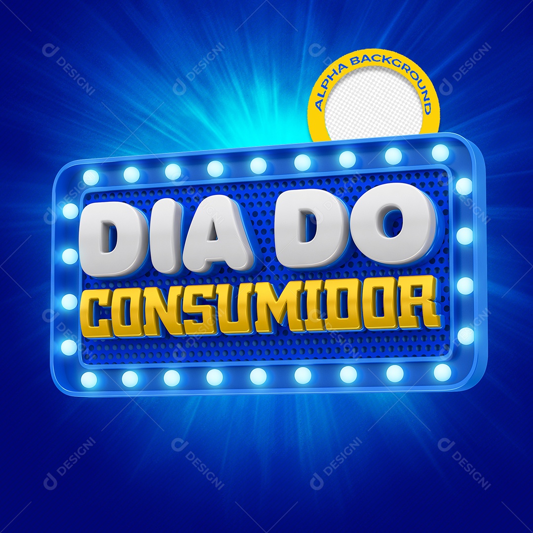 Dia Do Consumidor Selo 3D Azul Para Composição PSD