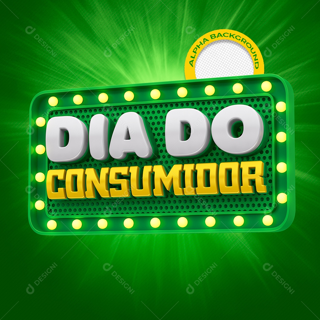 Dia Do Consumidor Selo 3D Verde Para Composição PSD