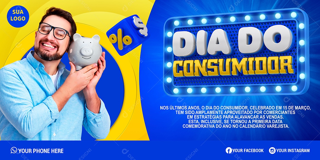 Banner Dia Do Consumidor Produtos Supermercado Social Media PSD Editável