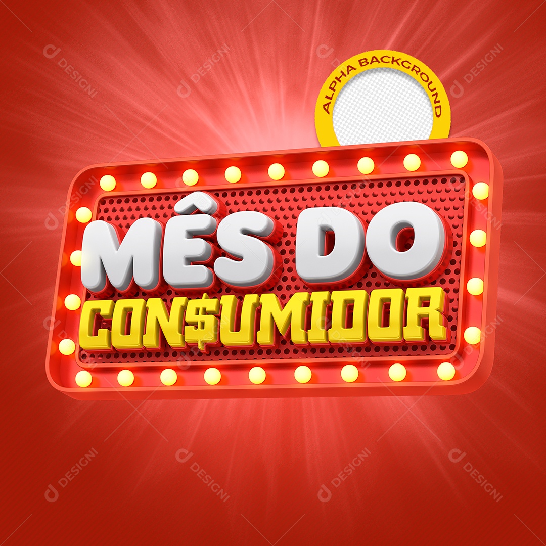 Mês Do Consumidor Selo 3D Vermelho Para Composição PSD