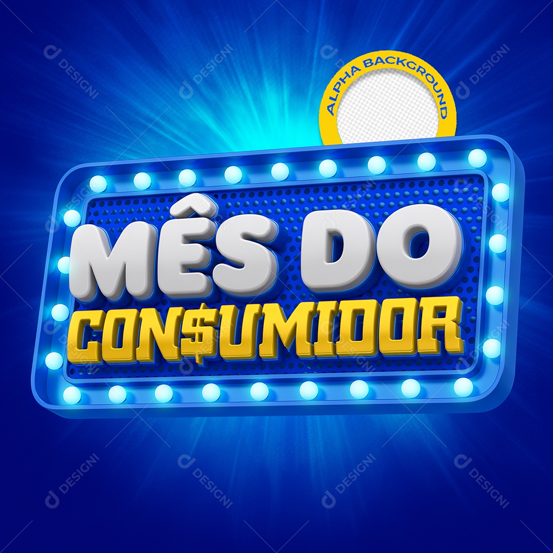 Mês Do Consumidor Selo 3D Azul Para Composição PSD