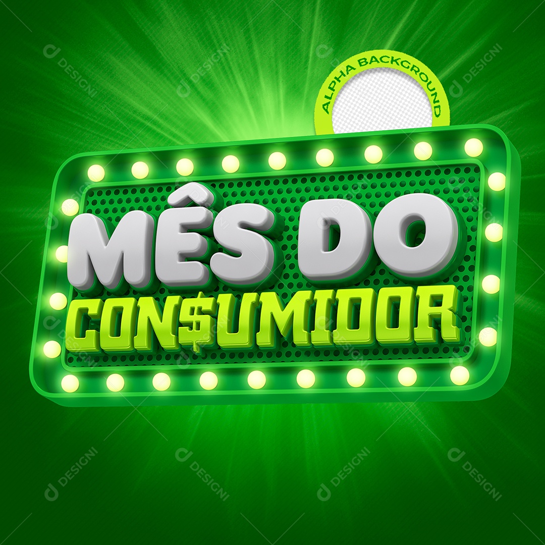 Mês Do Consumidor Selo 3D Verde Para Composição PSD
