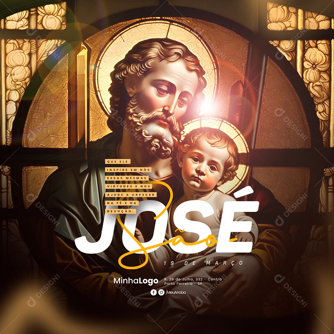 Que Ele Insipire Em Nós Essas Mesmas Virtudes Dia de São José Social Media PSD Editável