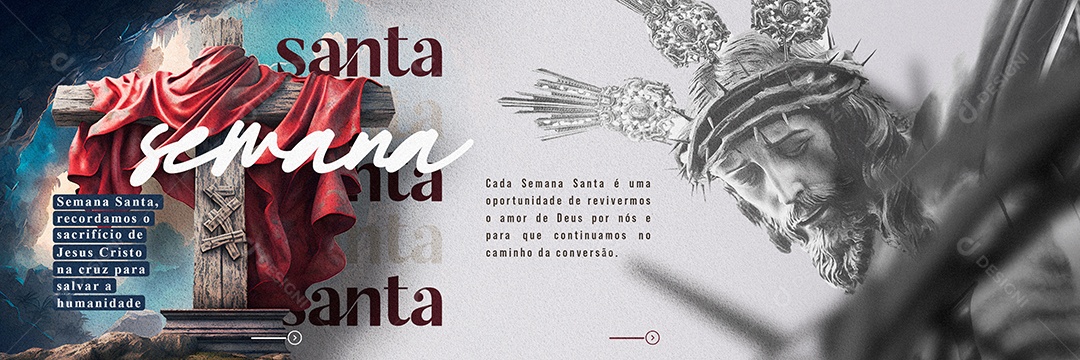 Semana Santa Recordamos O Sacrifício De Jesus Cristo na Cruz Carrossel Social Media PSD Editável