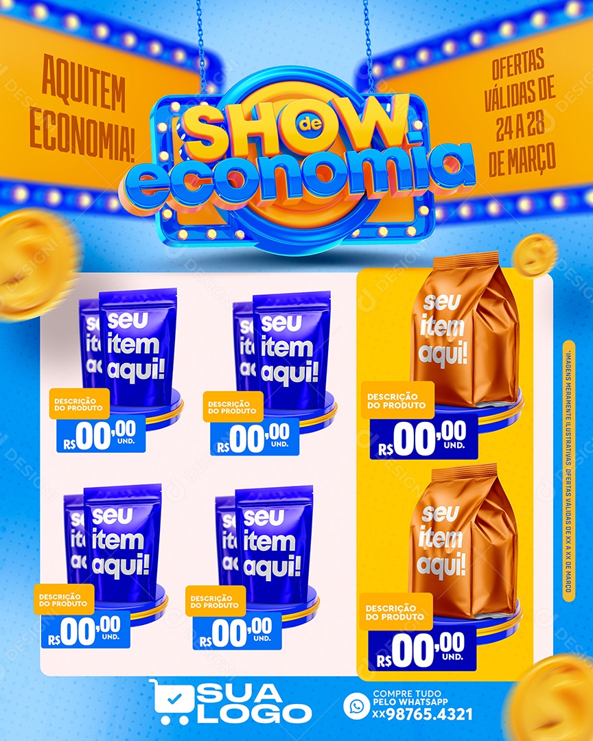 Encarte Show de Economia Social Media PSD Editável