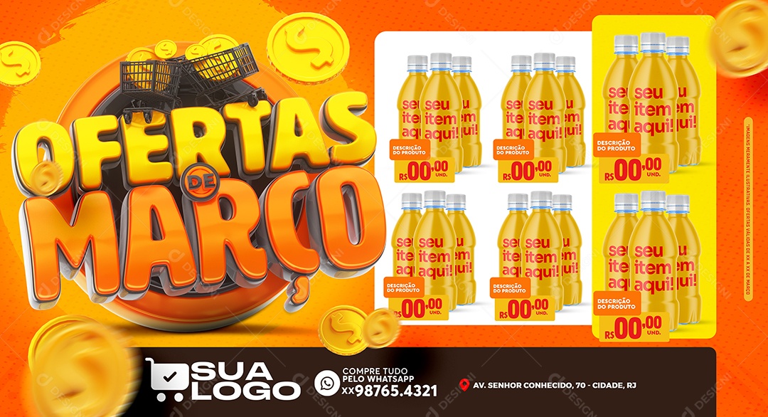 Encarte Ofertas de Março Venha Conferir Social Media PSD Editável