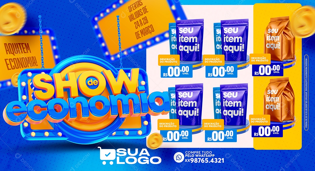 Encarte Show de Economia Social Media PSD Editável