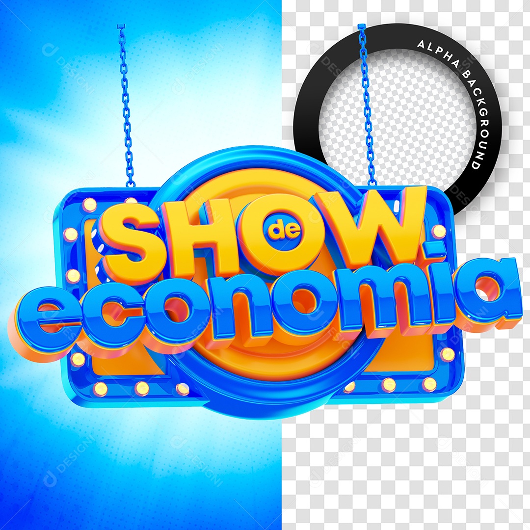 Selo 3D Para Composição Show de Economia PSD