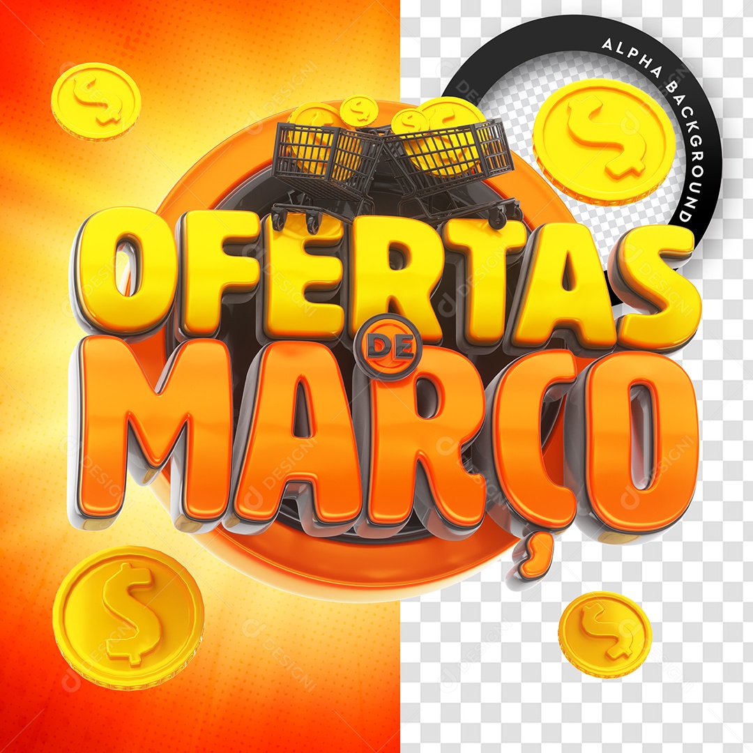 Selo 3D Para Composição Ofertas de Março PSD
