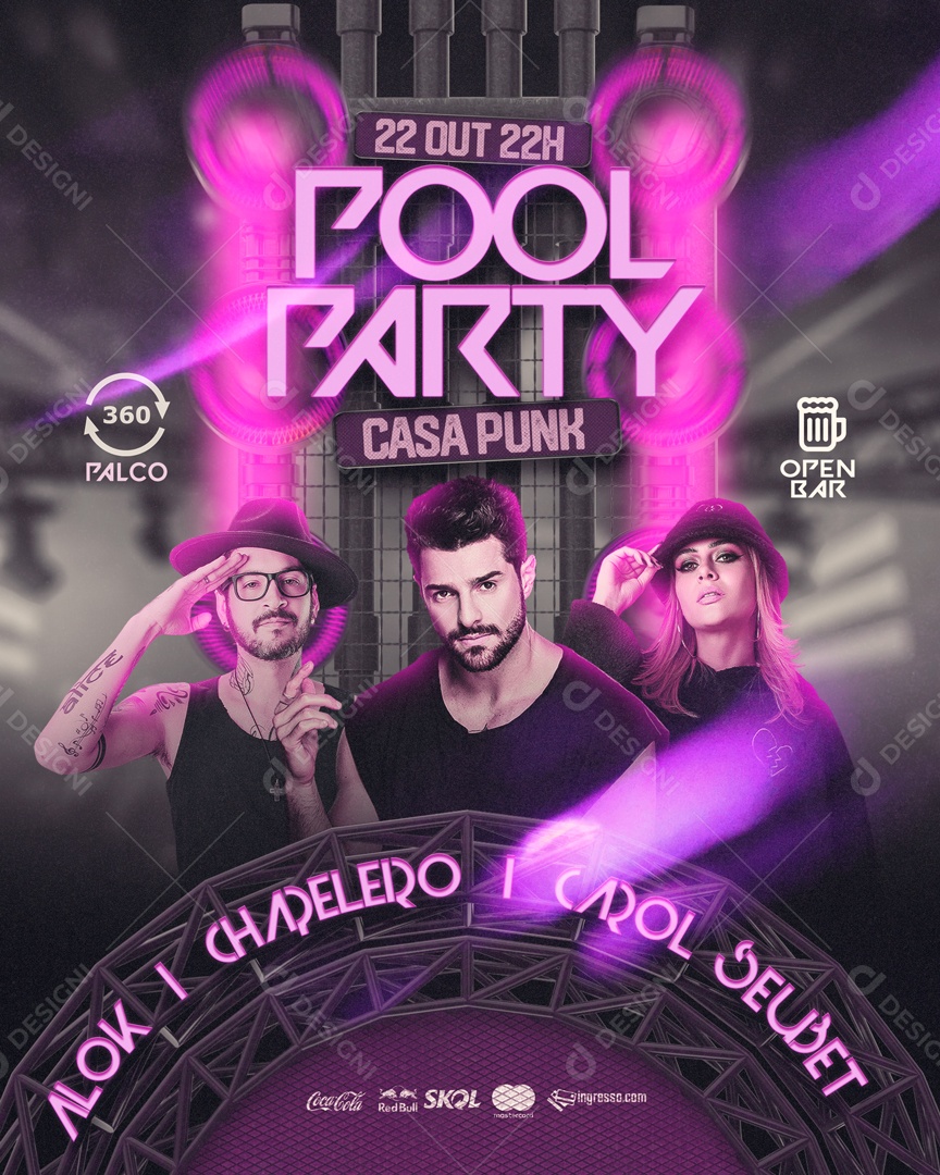 Flyer Pool Party Casa Punk Social Media PSD Editável