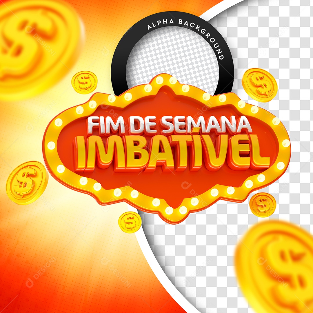 Selo 3D Para Composição Fim de Semana Imbatível PSD