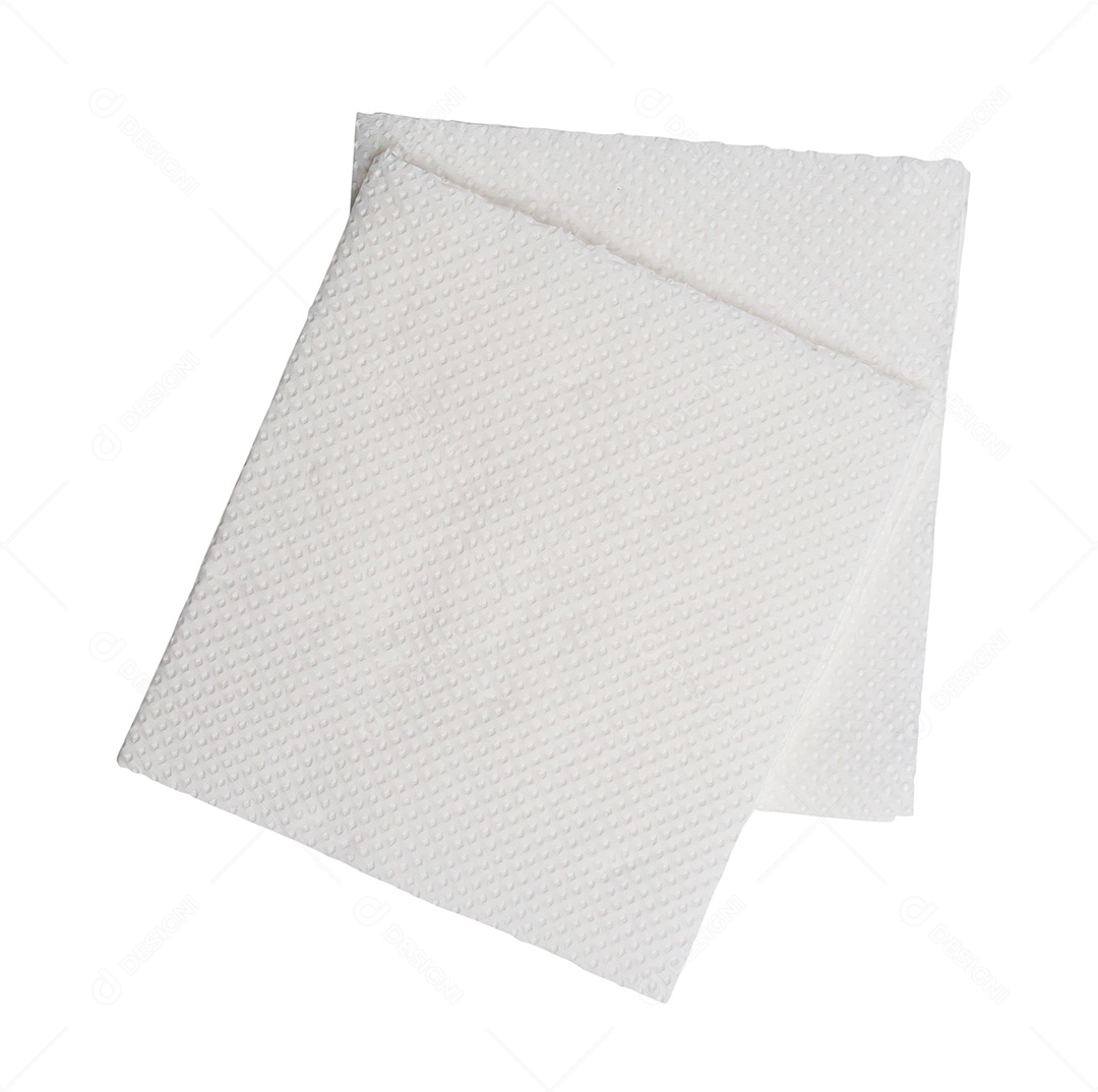 Dois pedaços dobrados de papel de seda branco ou guardanapo