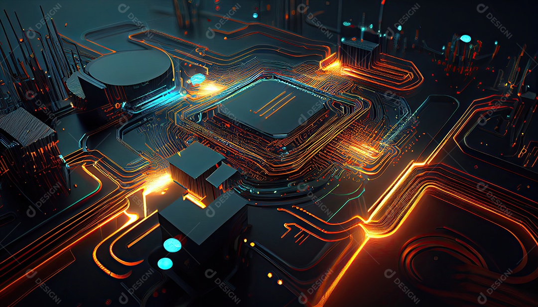 Projeto de ciberespaço de circuito abstrato criado.