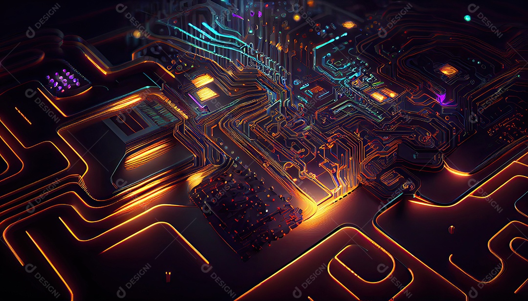 Projeto de ciberespaço de circuito abstrato criado.